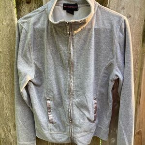 Soft Light Gray Lightweight Velour & SIlver Satin Jacket by Westborought
